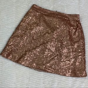 Decree Womens Rose Gold Sequined Mini Skirt | XS